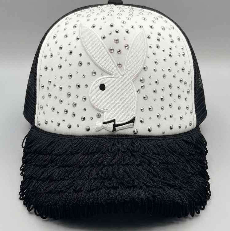 The "Night Bunny" Rhinestone & Fringe Trucker Cap