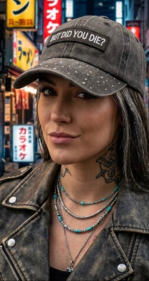 The Ultimate Switch: "But Did You Die?" Interchangeable Patch Distressed Rhinestone Cap