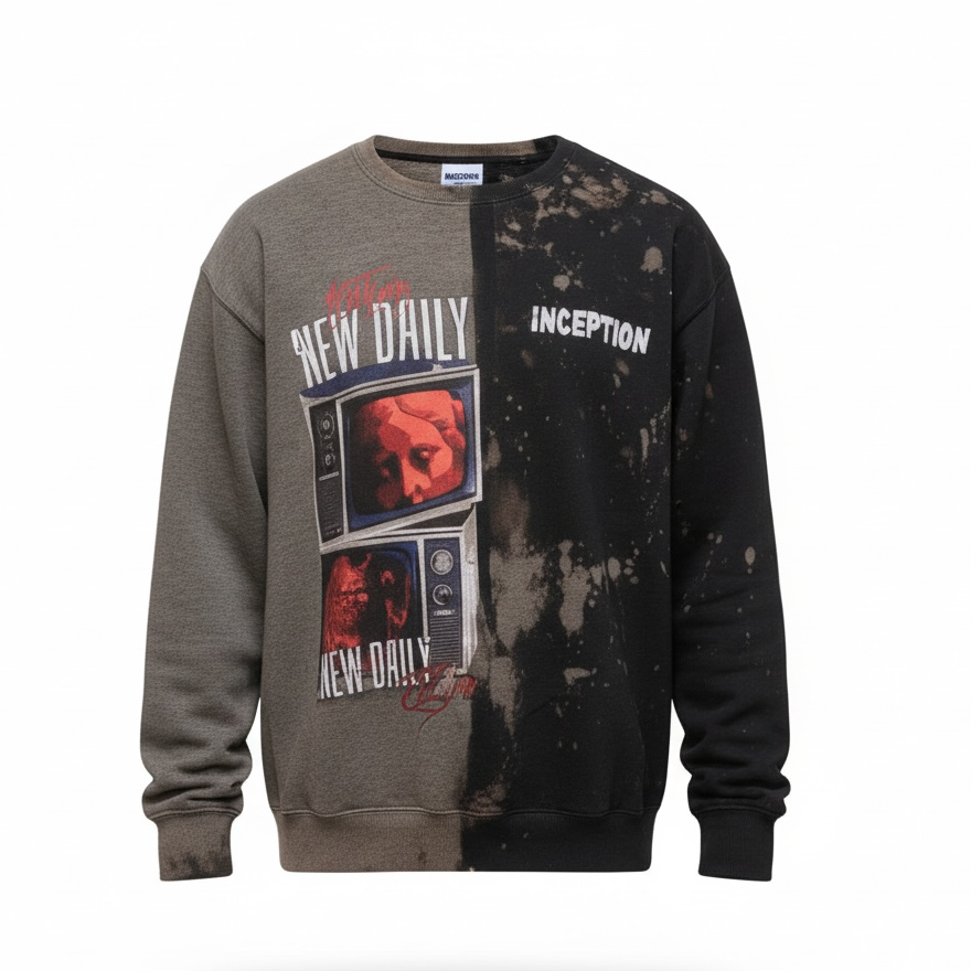 "The New Daily" Hybrid Bleach-Wash Sweatshirt