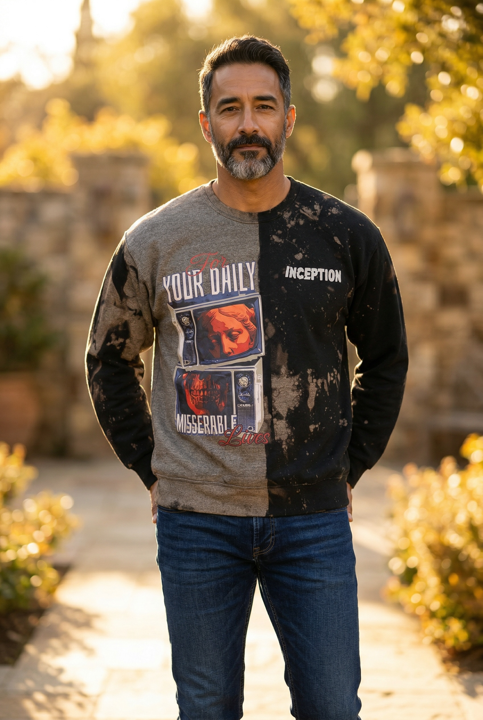 "The New Daily" Hybrid Bleach-Wash Sweatshirt