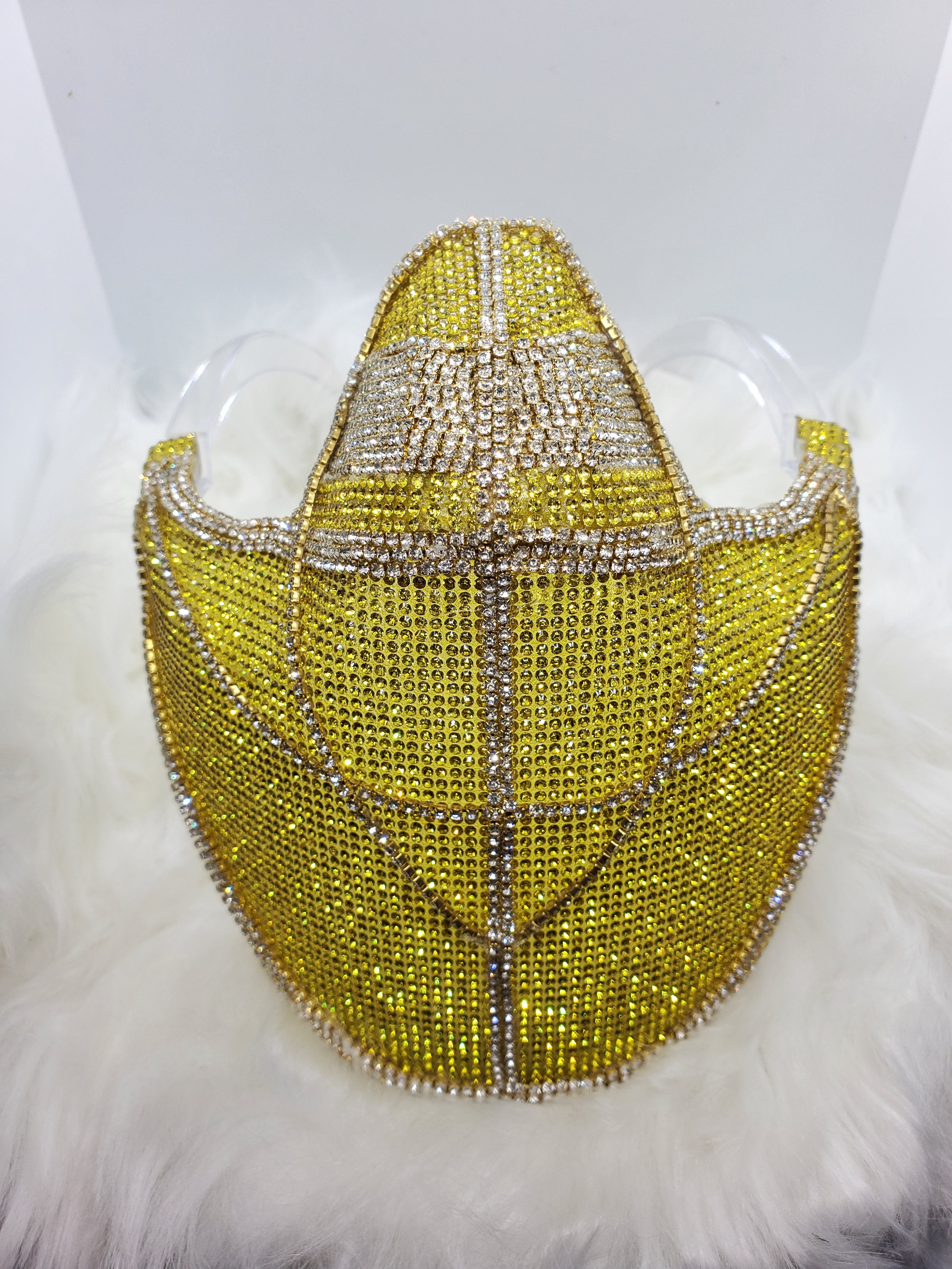 Golden Crown Rhinestone Couture Mask – Custom Luxury Bling