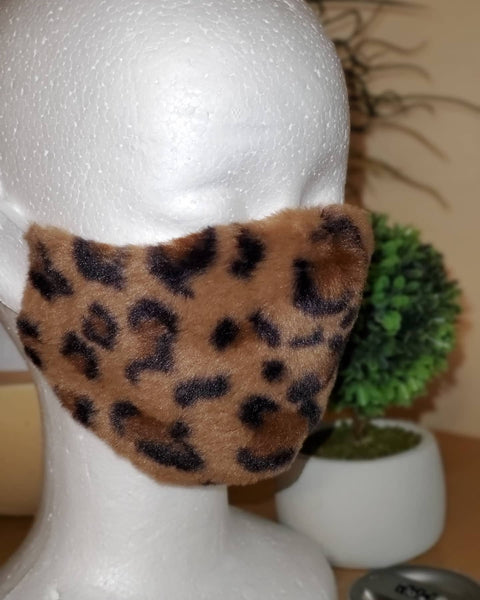 Cheetah Faux Fur Face Mask