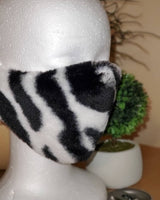 Zebra Print Faux Fur Face Mask