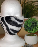 Zebra Print Faux Fur Face Mask